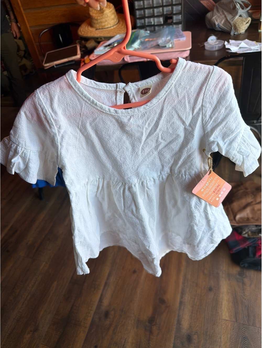 Wilderly White Textured Ruffle Sleeve Toddler Top Size 4/5T